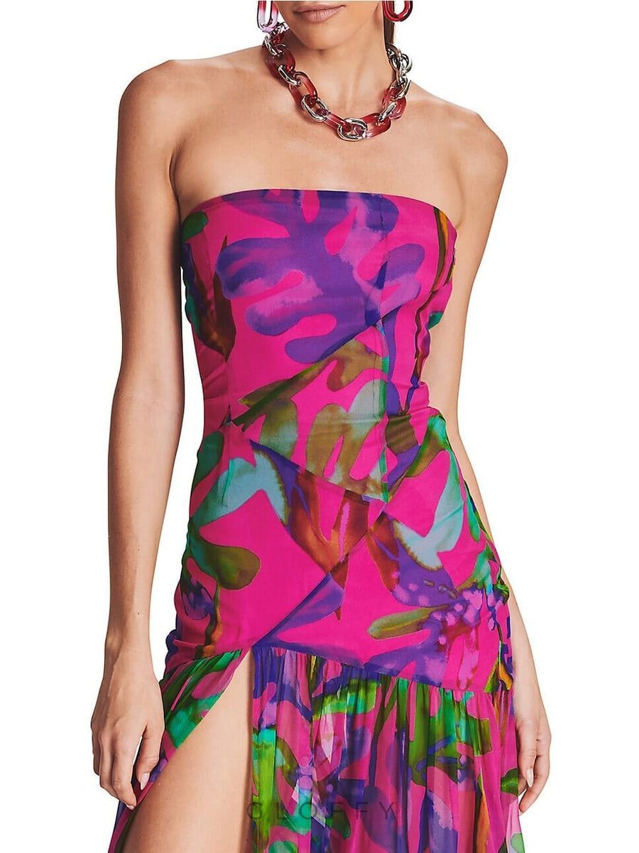 Beata Straplez Yırtmaçlı Maxi Elbise