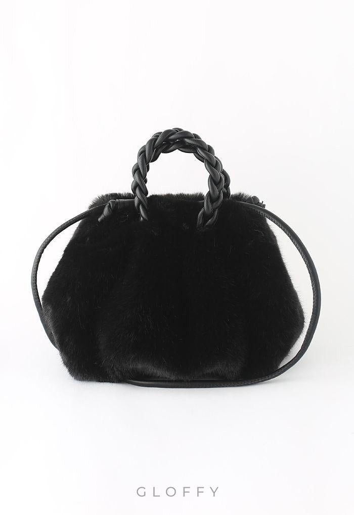 Amara Örgü Tasarımlı Kürk Crossbody Çanta