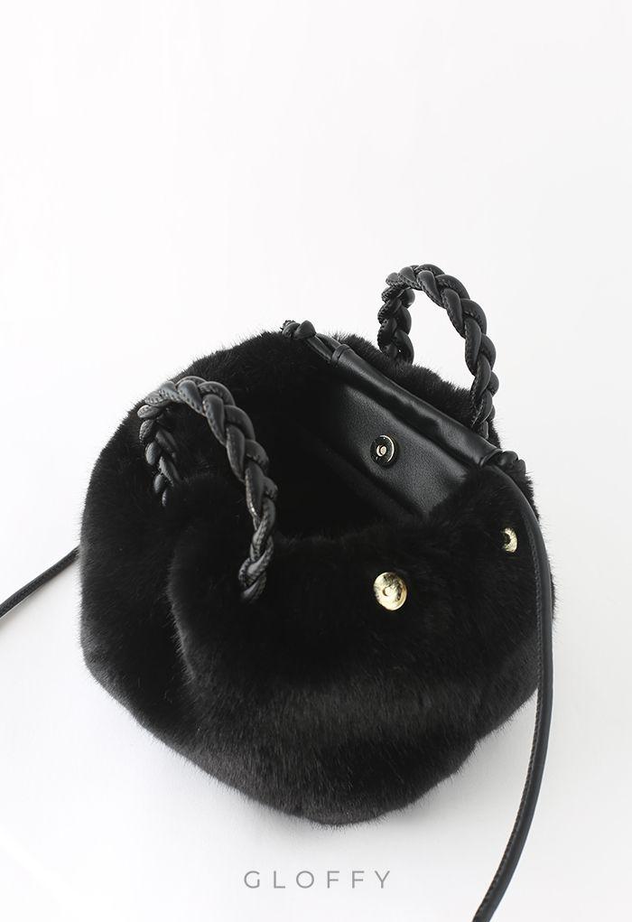 Amara Örgü Tasarımlı Kürk Crossbody Çanta