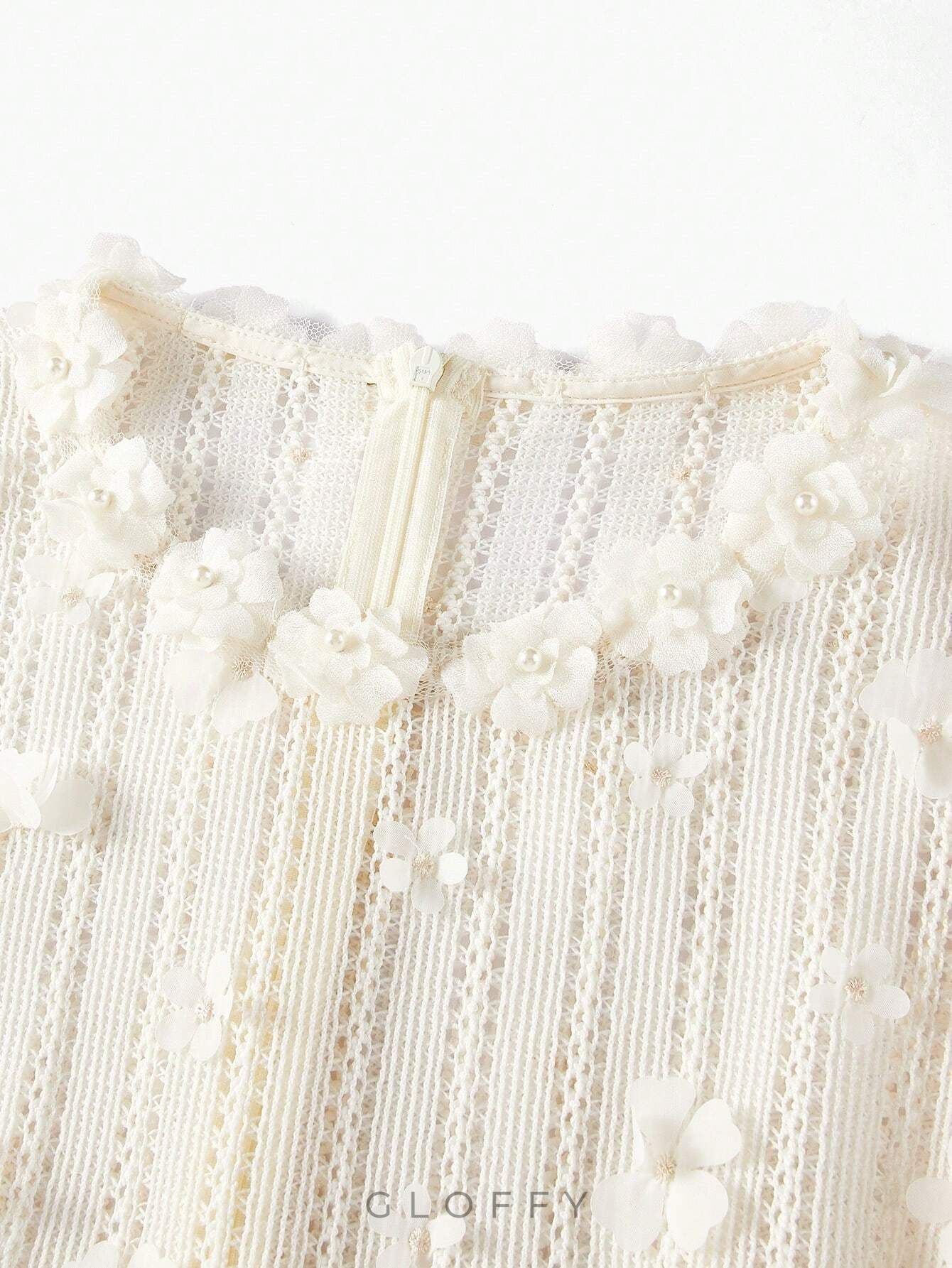 Mona Dantel İşlemeli Midi Örgü Elbise