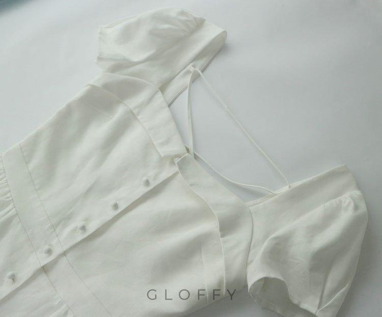 Marcelle Bağcıklı Sırt Detaylı Düğmeli Midi Elbise