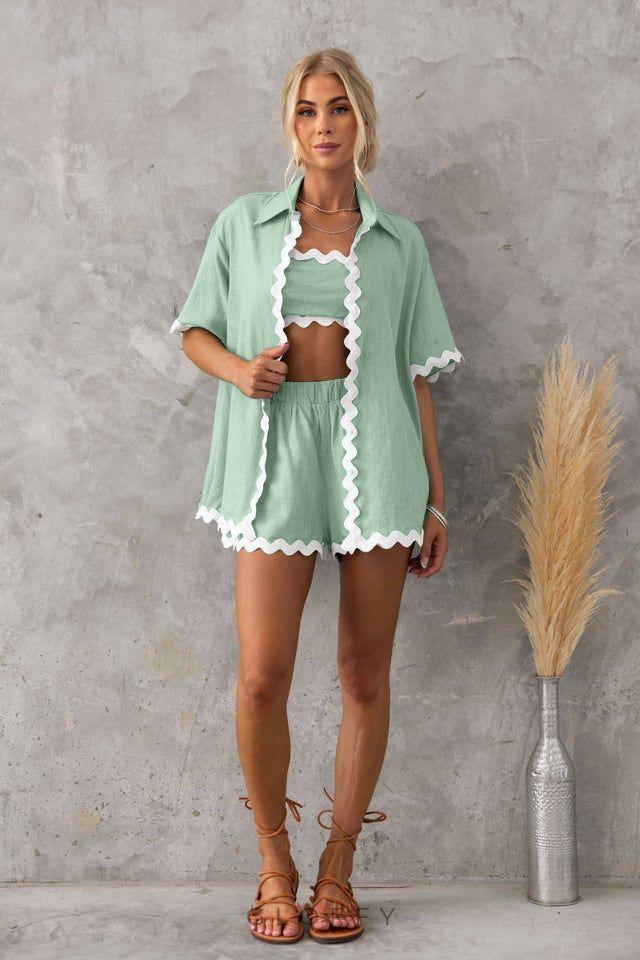 Basit Hırka Dalgalı Dikiş Seti