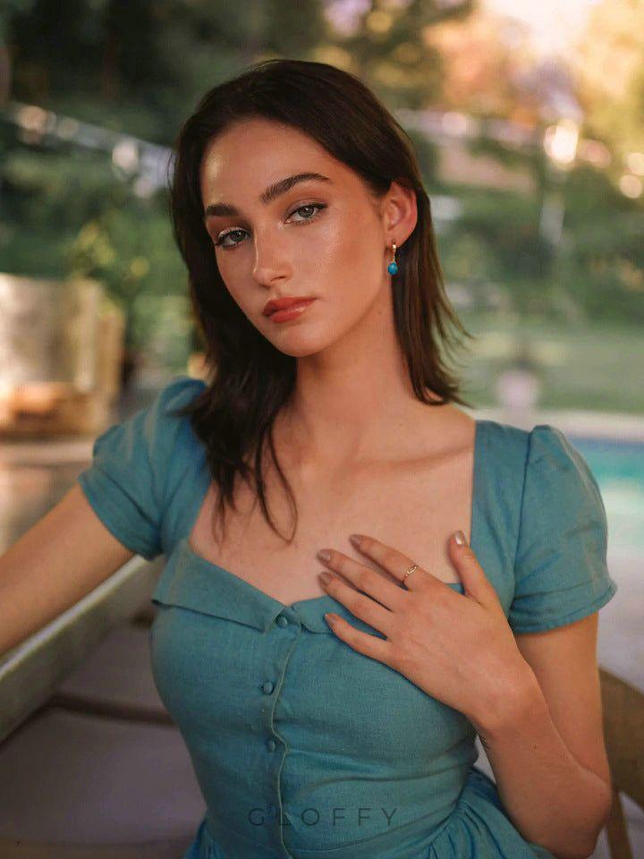 Marcelle Bağcıklı Sırt Detaylı Düğmeli Midi Elbise