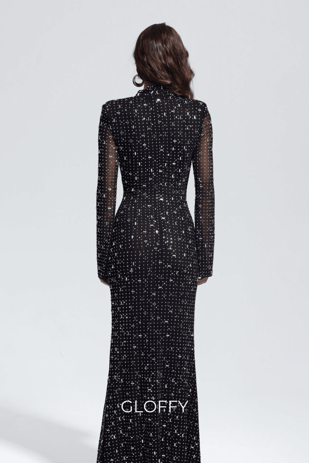 Andie Strasslı Bodycon Uzun Kollu Maxi Elbise