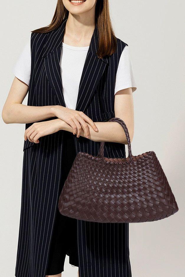 Aveline Örgü Detaylı Büyük Hakiki Deri Çanta