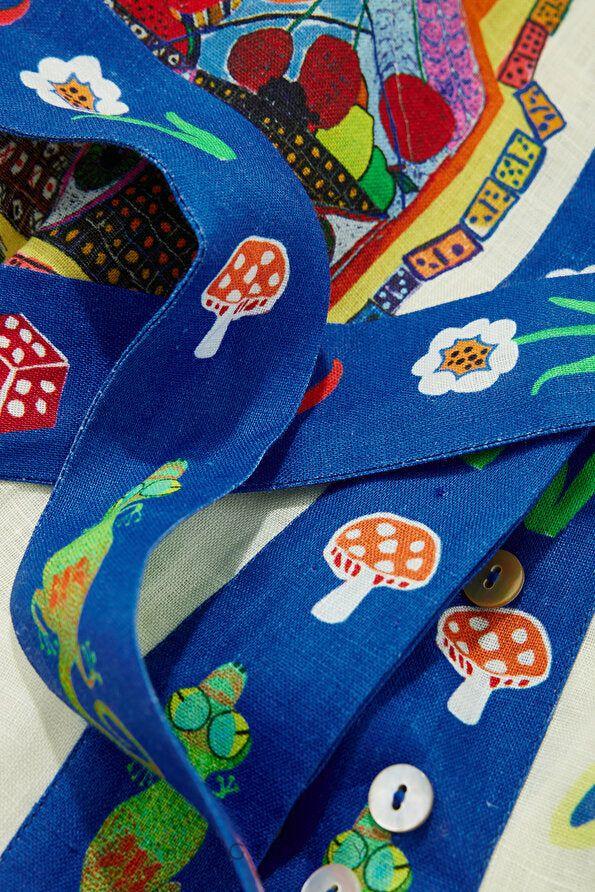 Valence Balon Kol Baskılı Mini Elbise