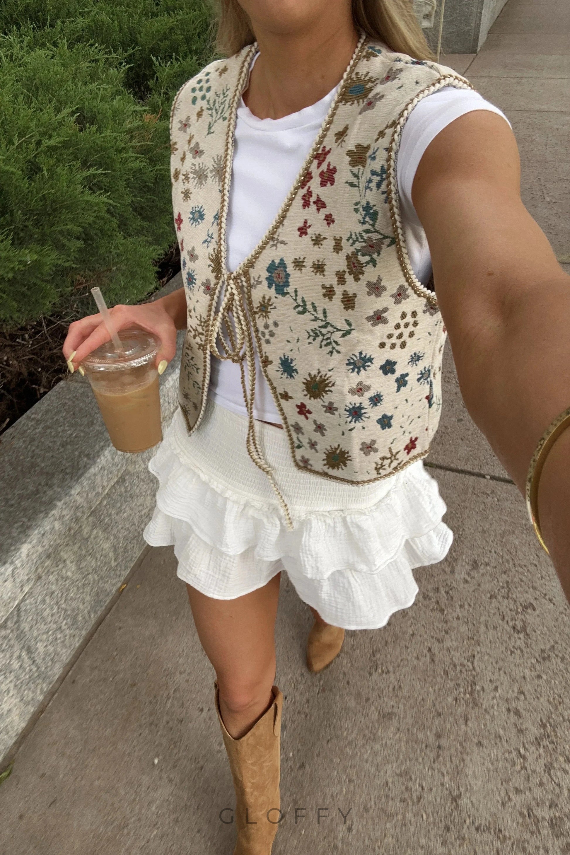 Flora Vintage İşlemeli Yelek