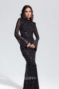 Andie Strasslı Bodycon Uzun Kollu Maxi Elbise
