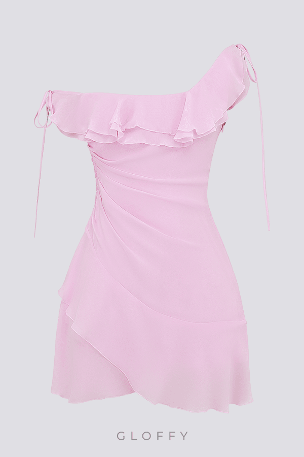 Anissa Tek Omuz Volanlı Mini Elbise