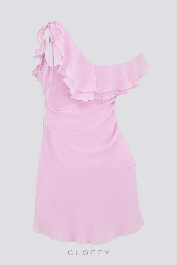 Anissa Tek Omuz Volanlı Mini Elbise