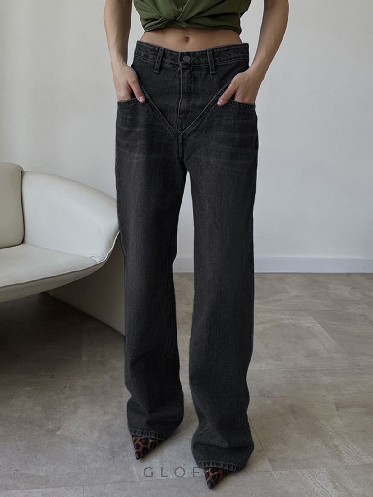 Eliza Vintage Eskitme Düz Paça Denim Jeans