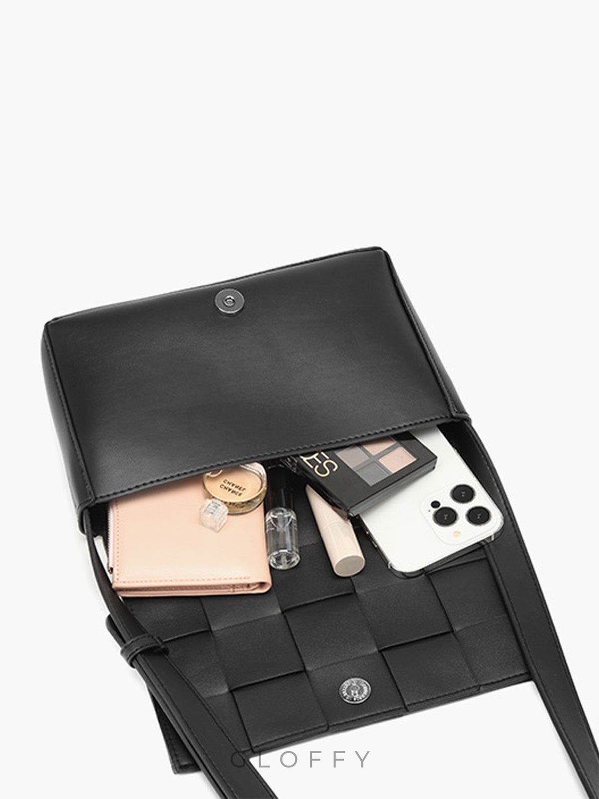 Siyah Dokuma Çapraz Askılı Çanta