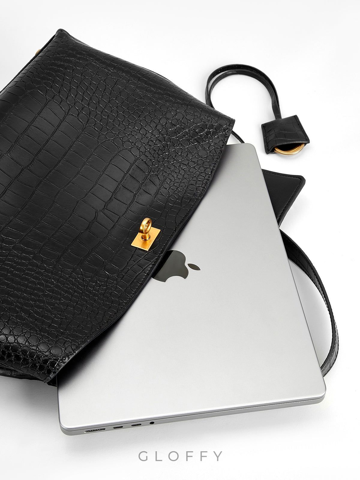 Timsah Kabartmalı Gerçek Deri Büyük El Çantası