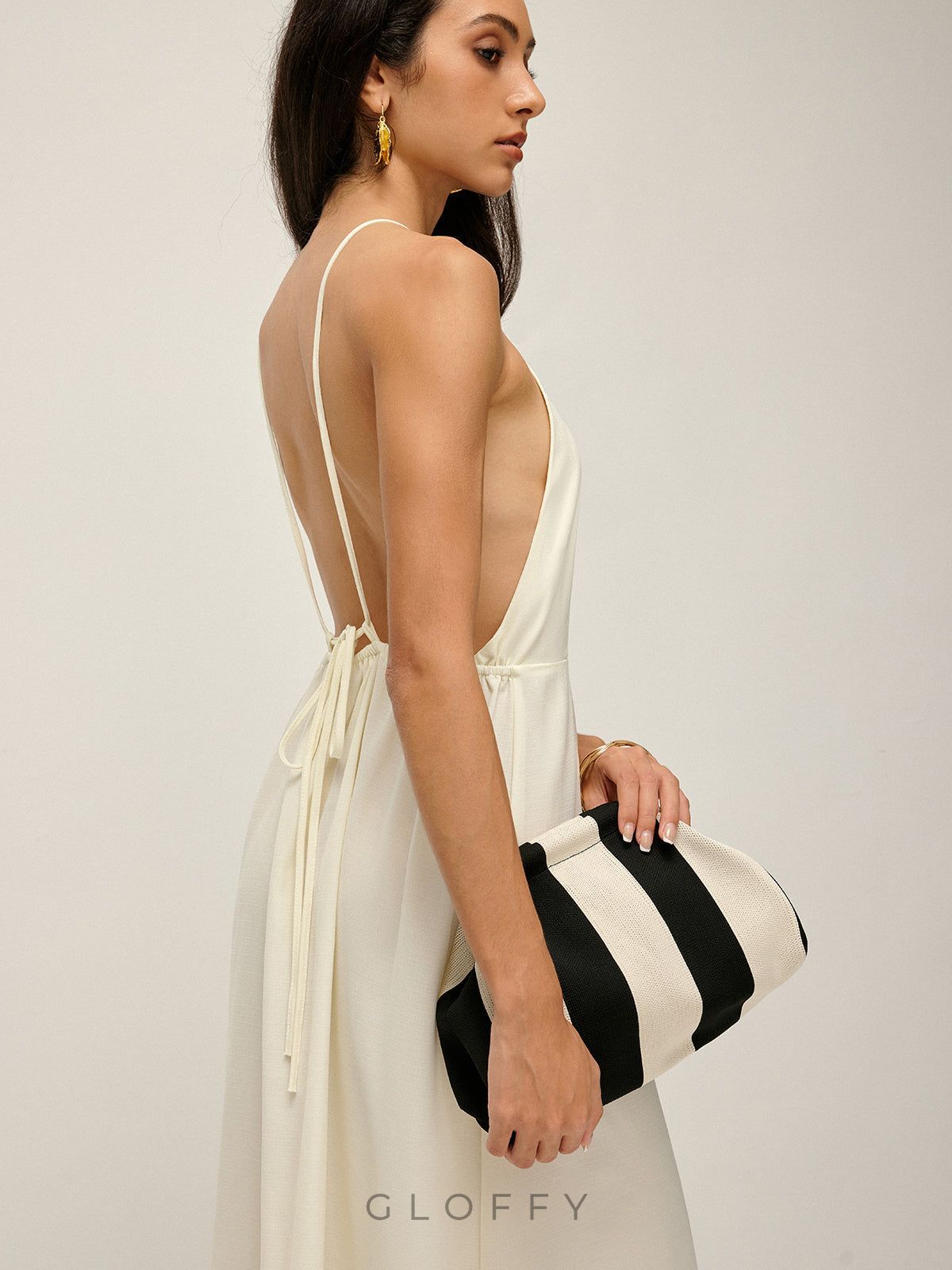 İki Tonlu Çizgili El çantası