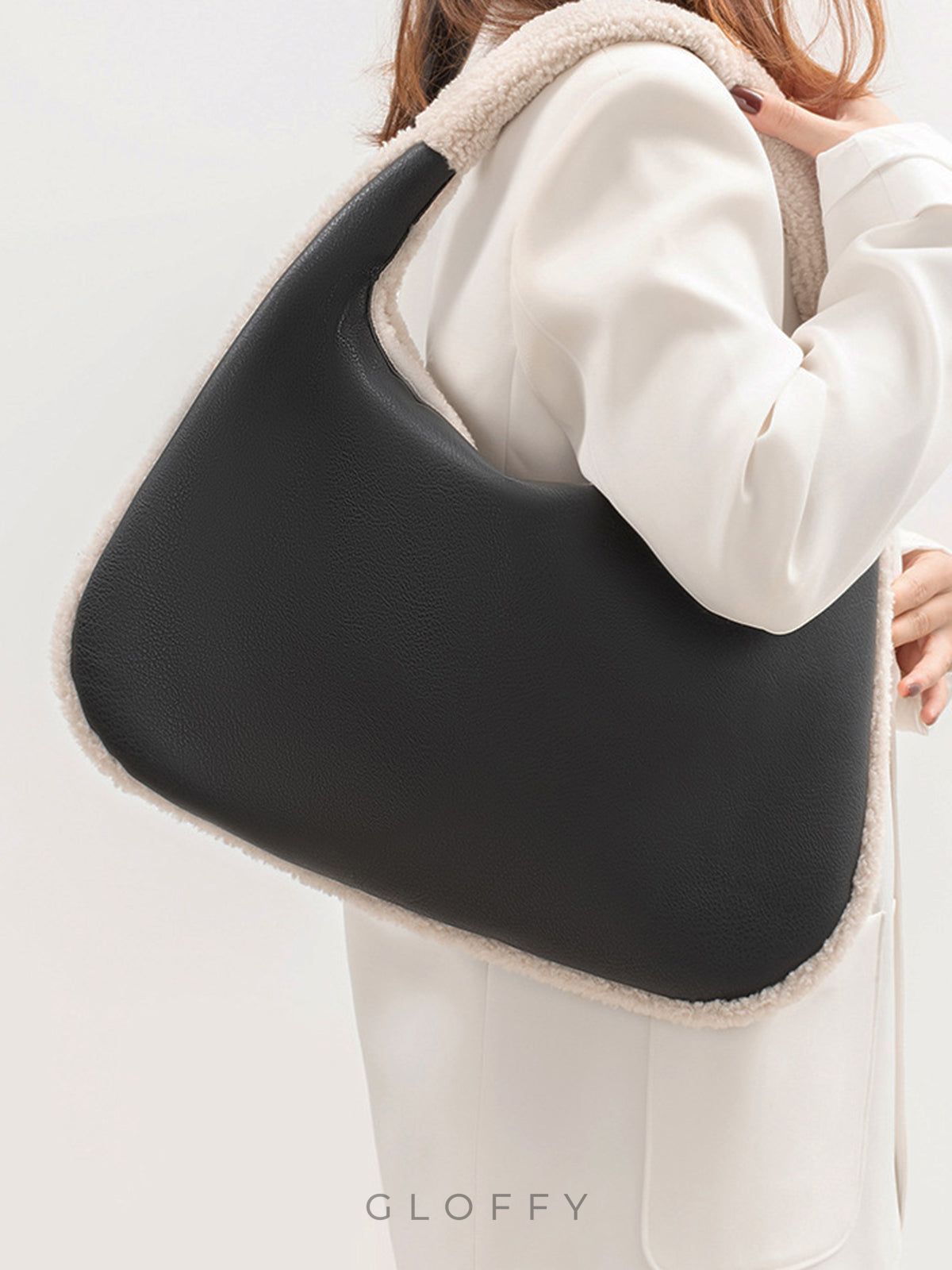 İki Tonlu Polar Fermuarlı Koltuk Altı Çantası