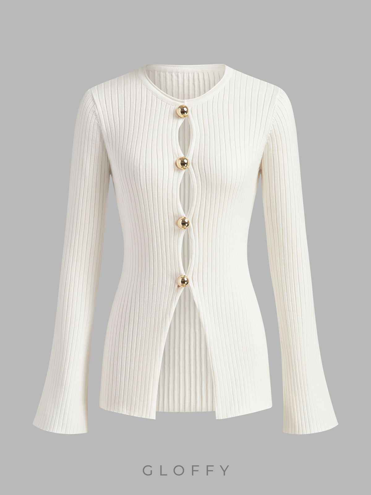 Düğmeli Fitilli Triko Bluz – Lacivert