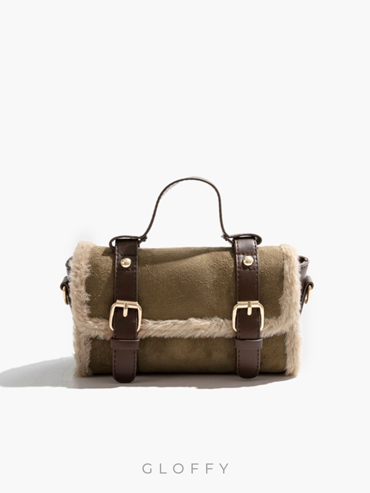 Lambswool Peluş Toka Flap Crossbody Çanta