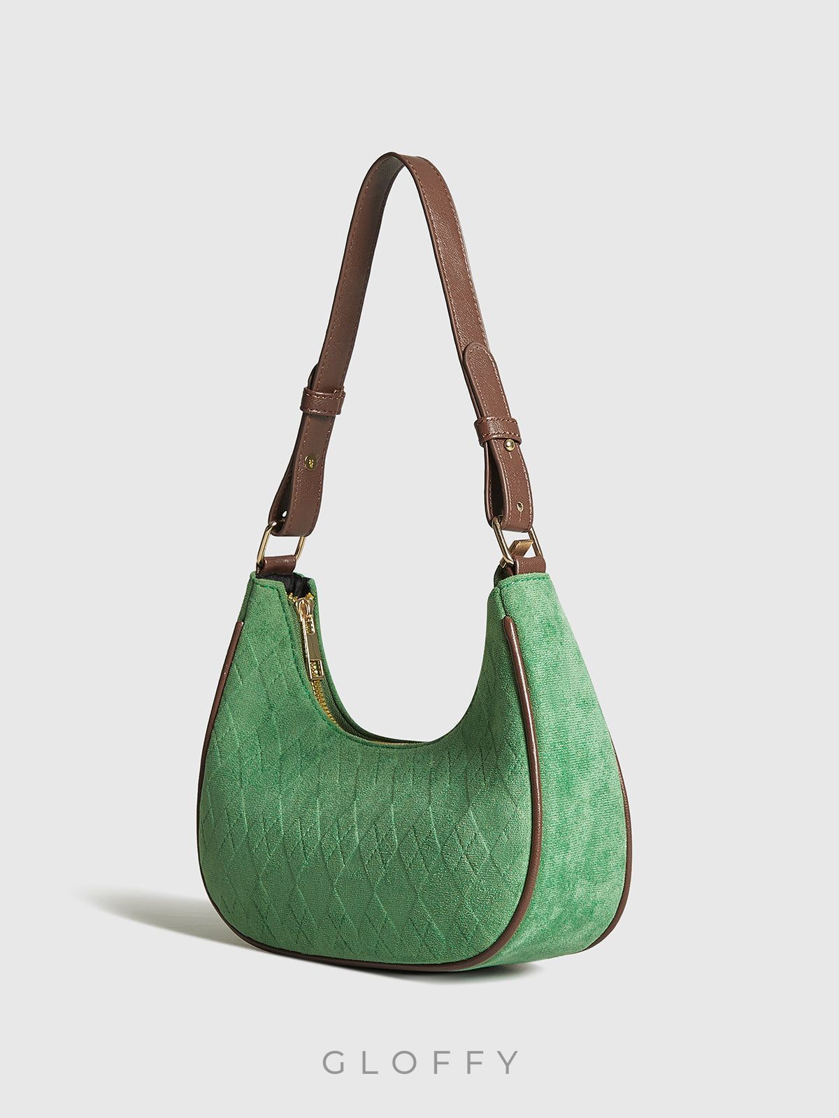 Ayarlanabilir Askılı Rhombic Desenli Hilal Çanta