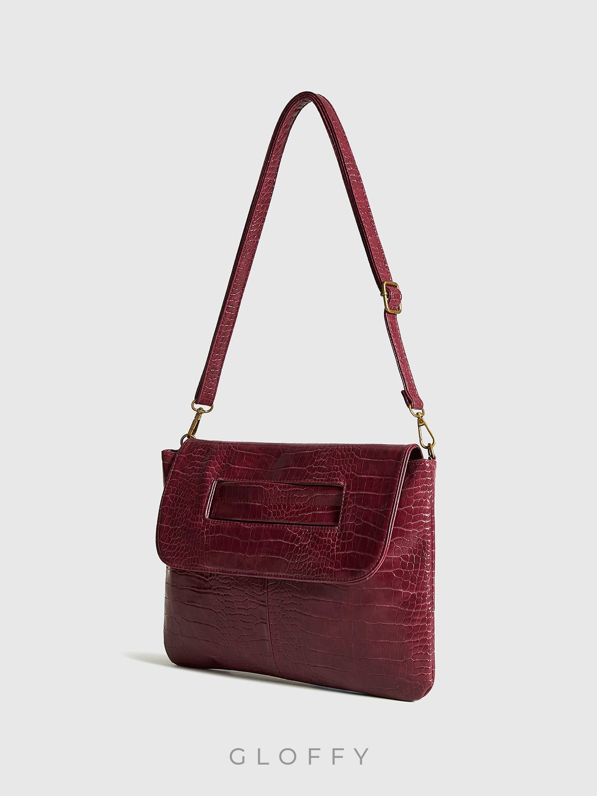 Timsah Desenli Büyük Kapasiteli Clutch Evrak Çantası