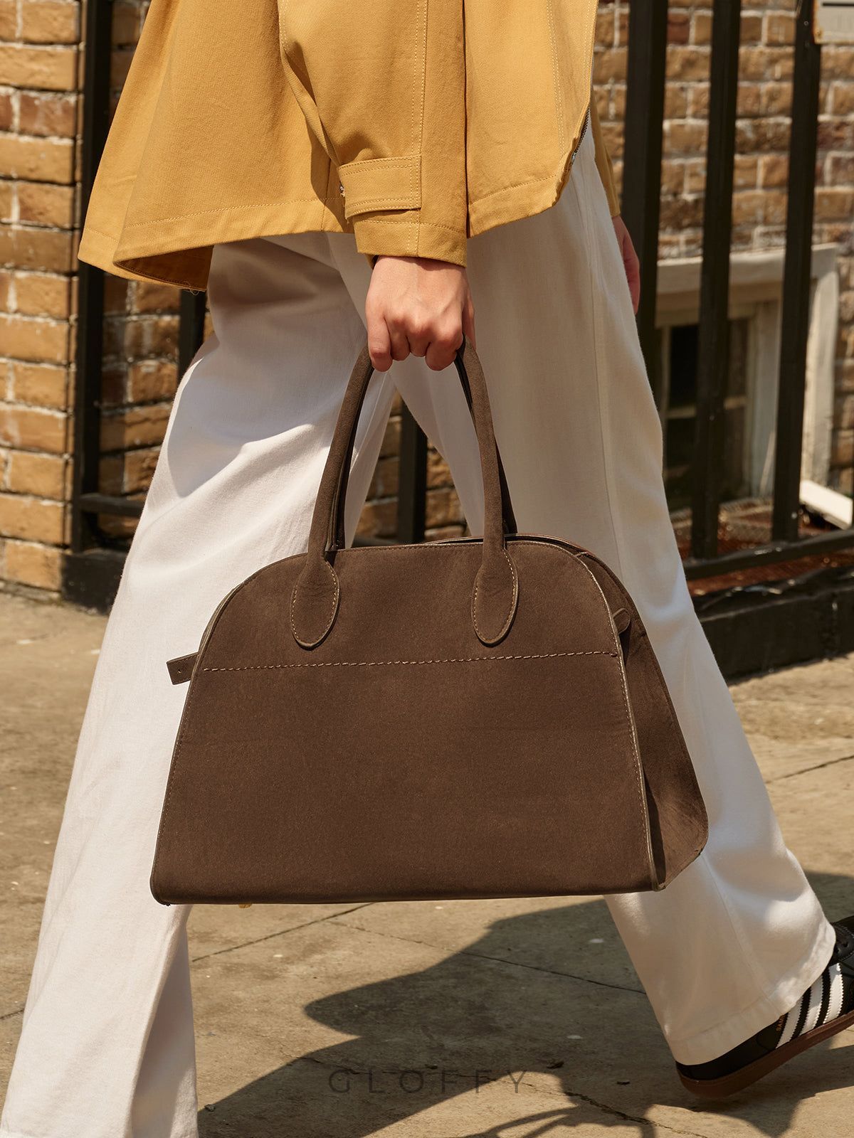 Retro Yan Tokalı Saplı Tote Çanta