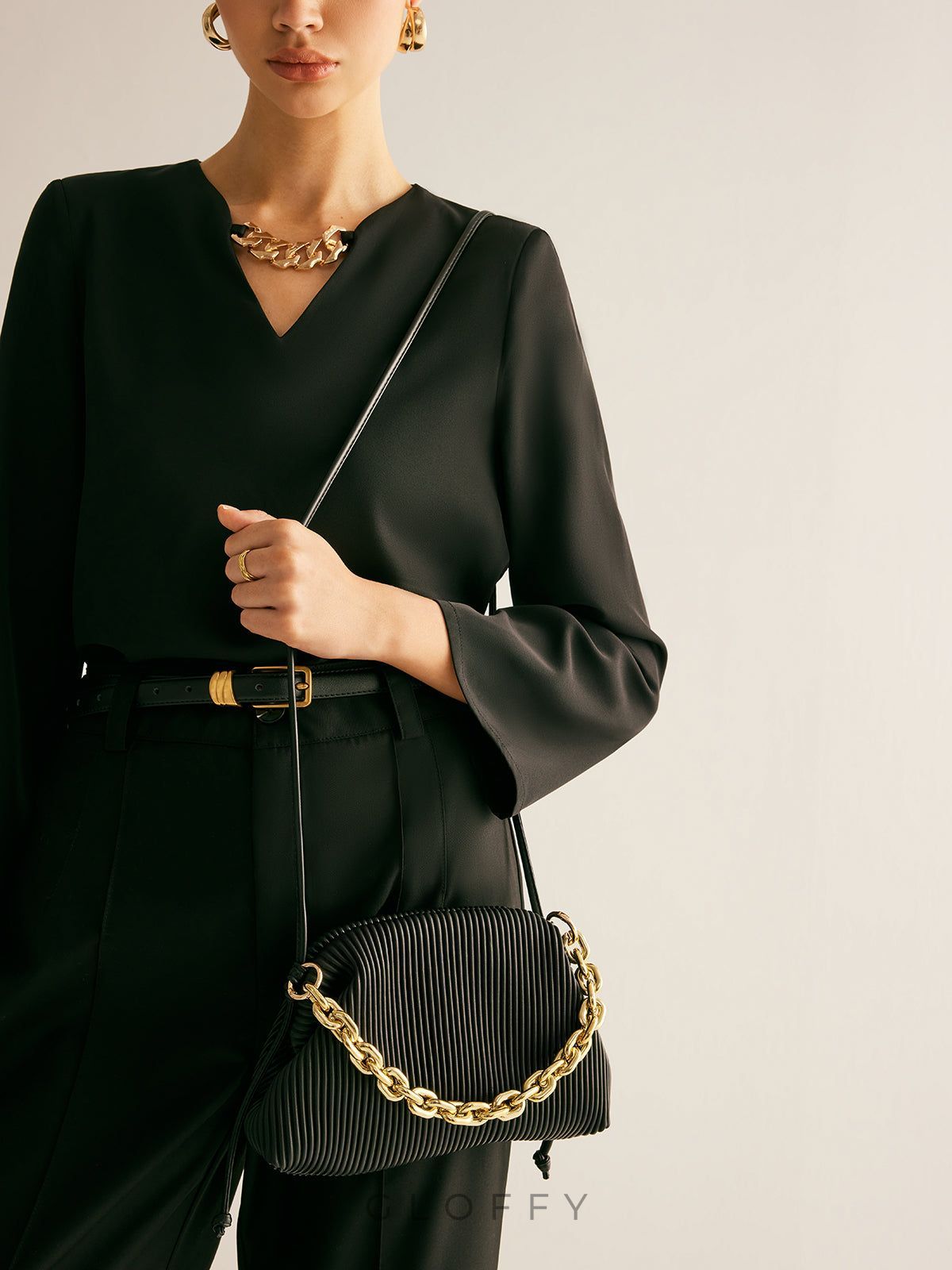 İki Yönlü Pinstripe Bulut Çantası