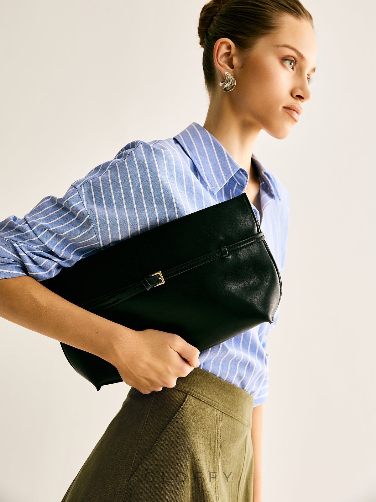 Kemer Dekor Bölmeli Clutch Çanta