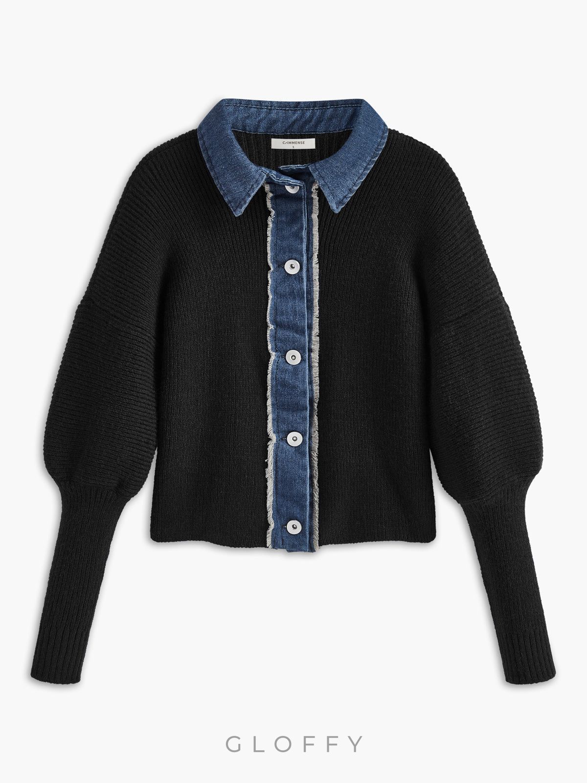 Pencere Yaka Esnek Düğmeli Triko Üst