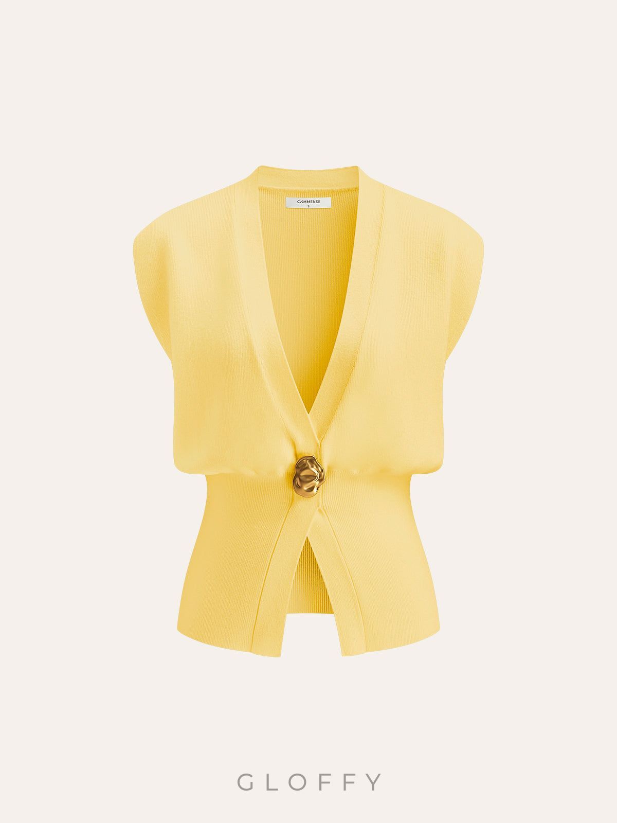 V Yaka Tek Düğmeli Basic Triko Yelek – Siyah