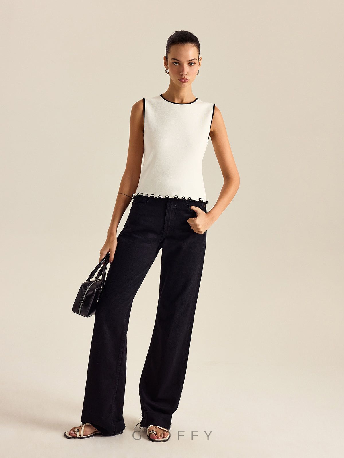 Kolsuz Basic İnce Triko Bluz – Ekru