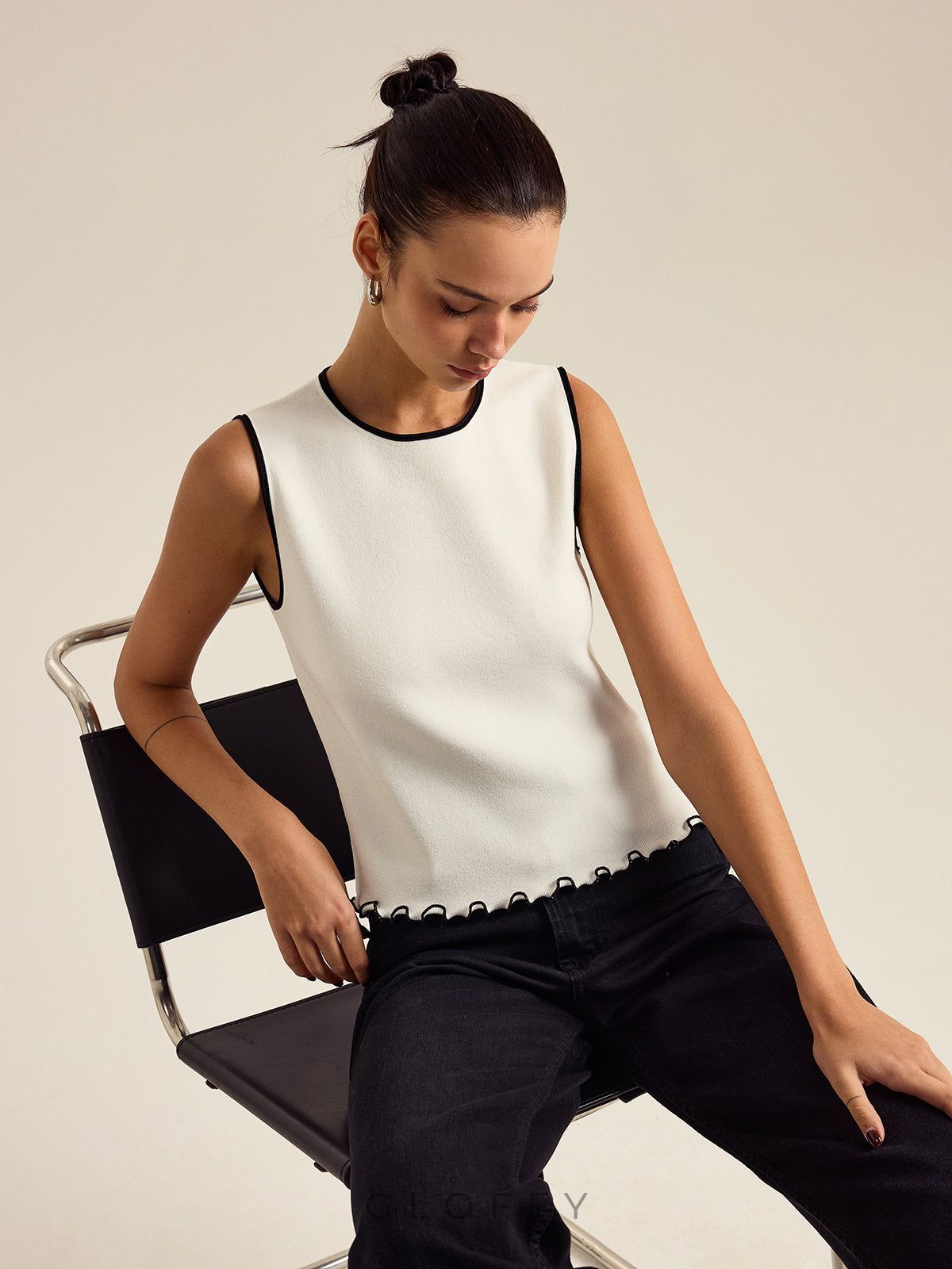 Kolsuz Basic İnce Triko Bluz – Ekru