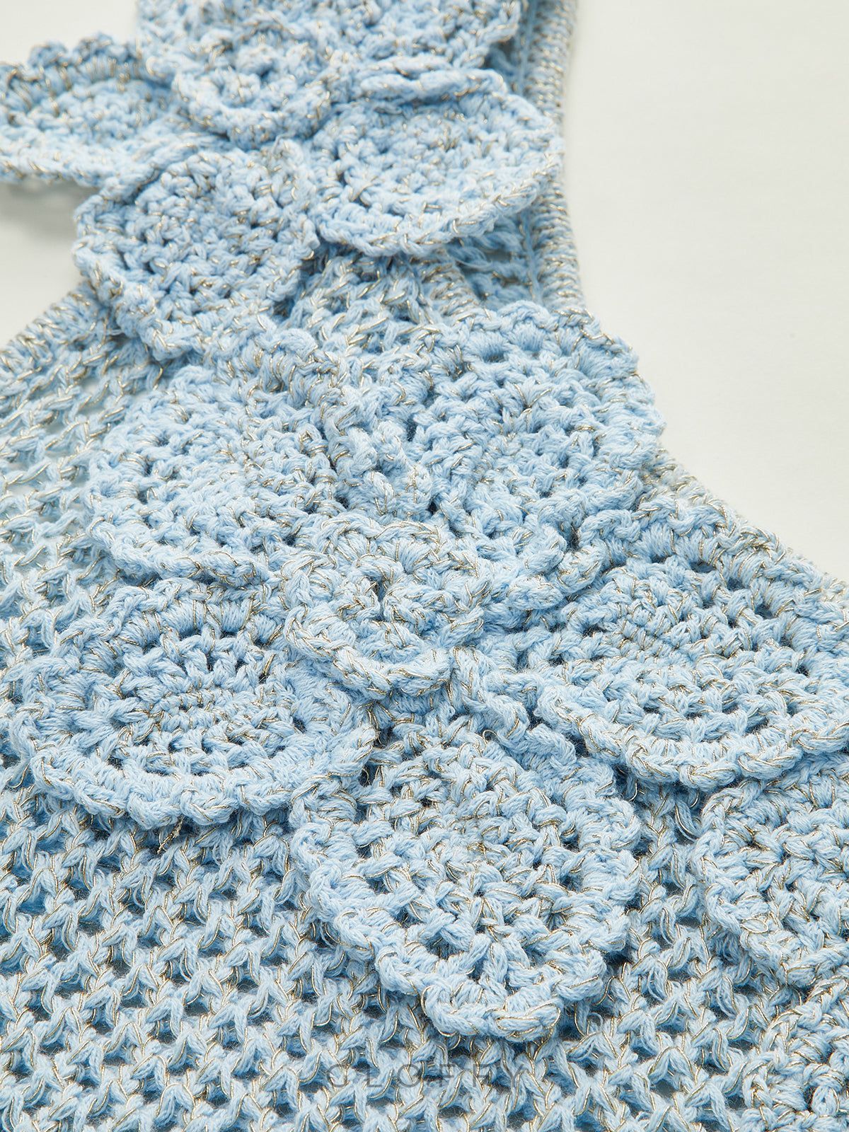 Tek Omuz Çiçek Detaylı Örgü Bluz – Ekru