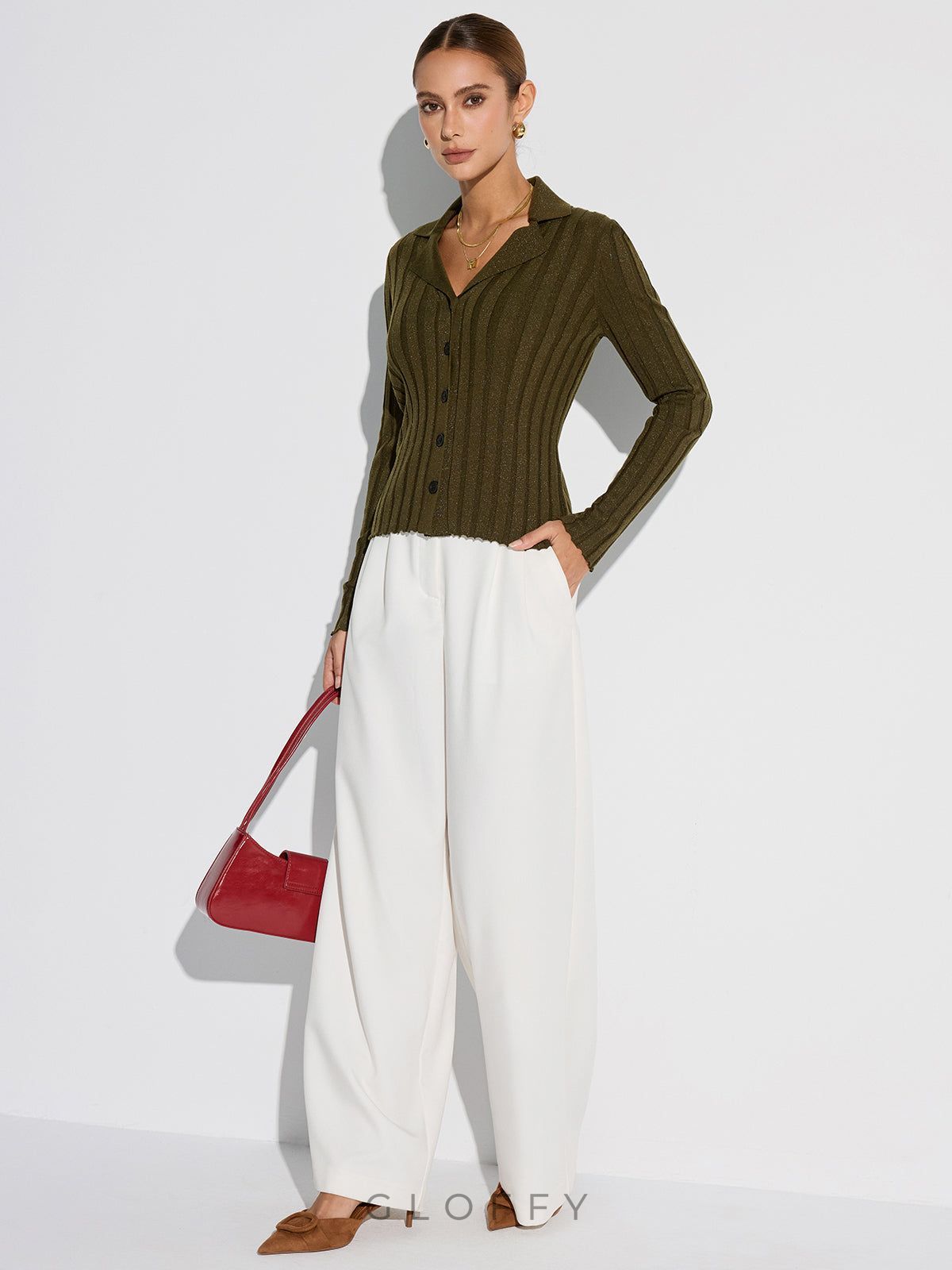 Düğmeli Fitilli Hırka – Haki