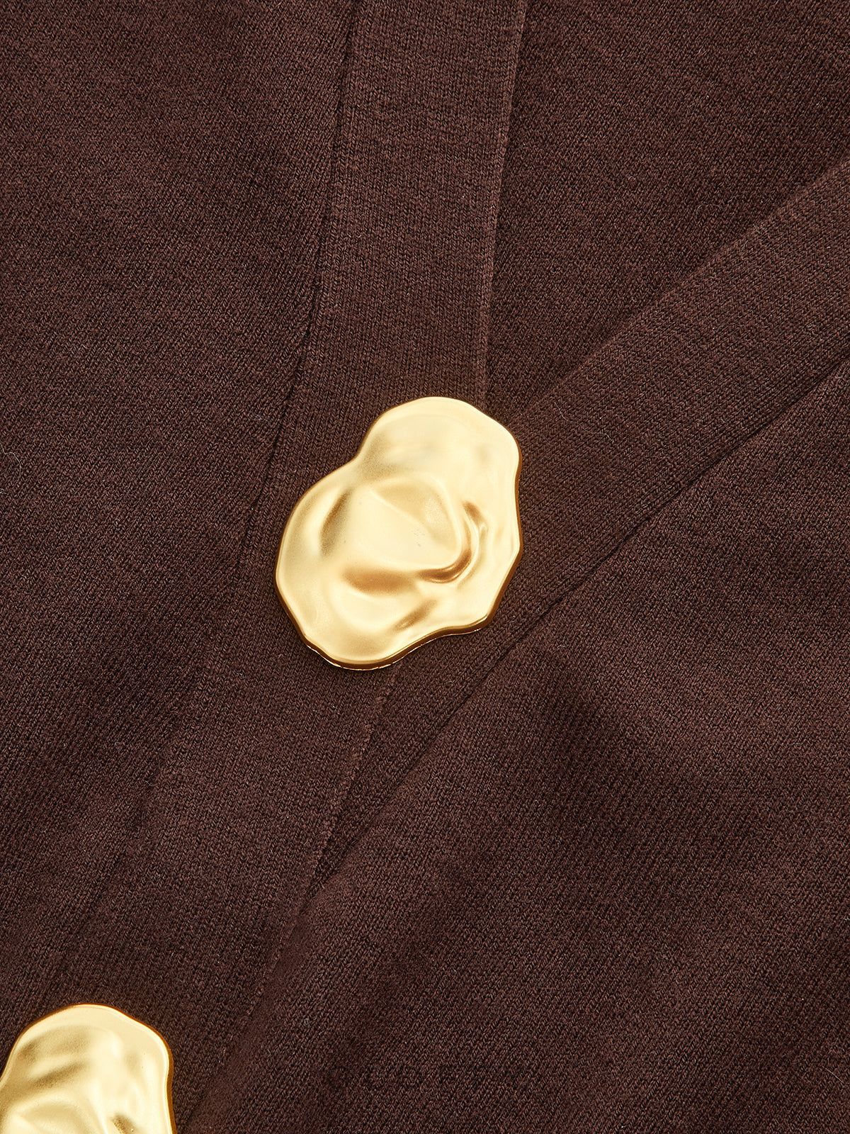 V Yaka Düğmeli İnce Triko Hırka – Kahve