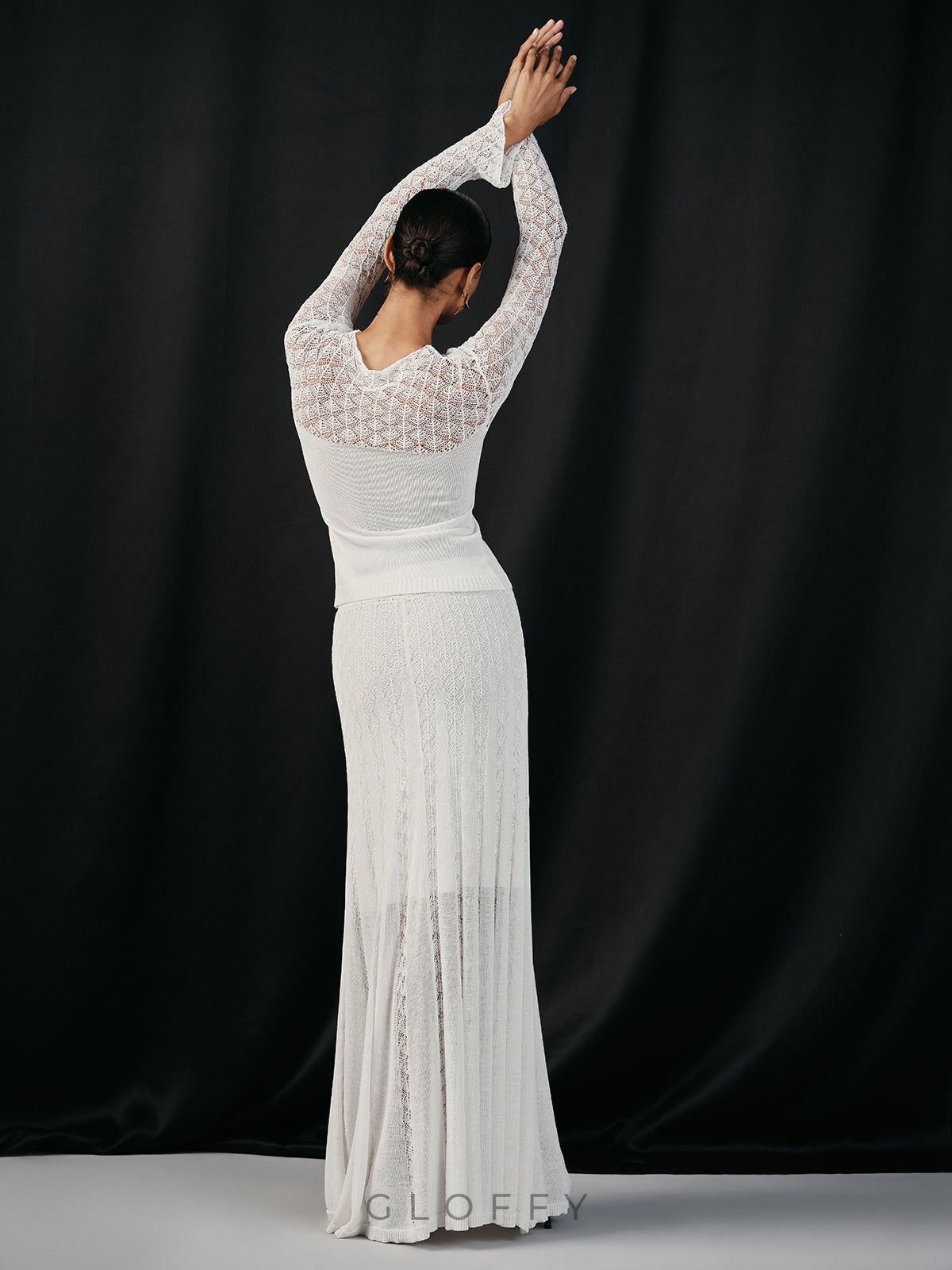 Örme Uzun Dantel Detaylı Etek – Beyaz