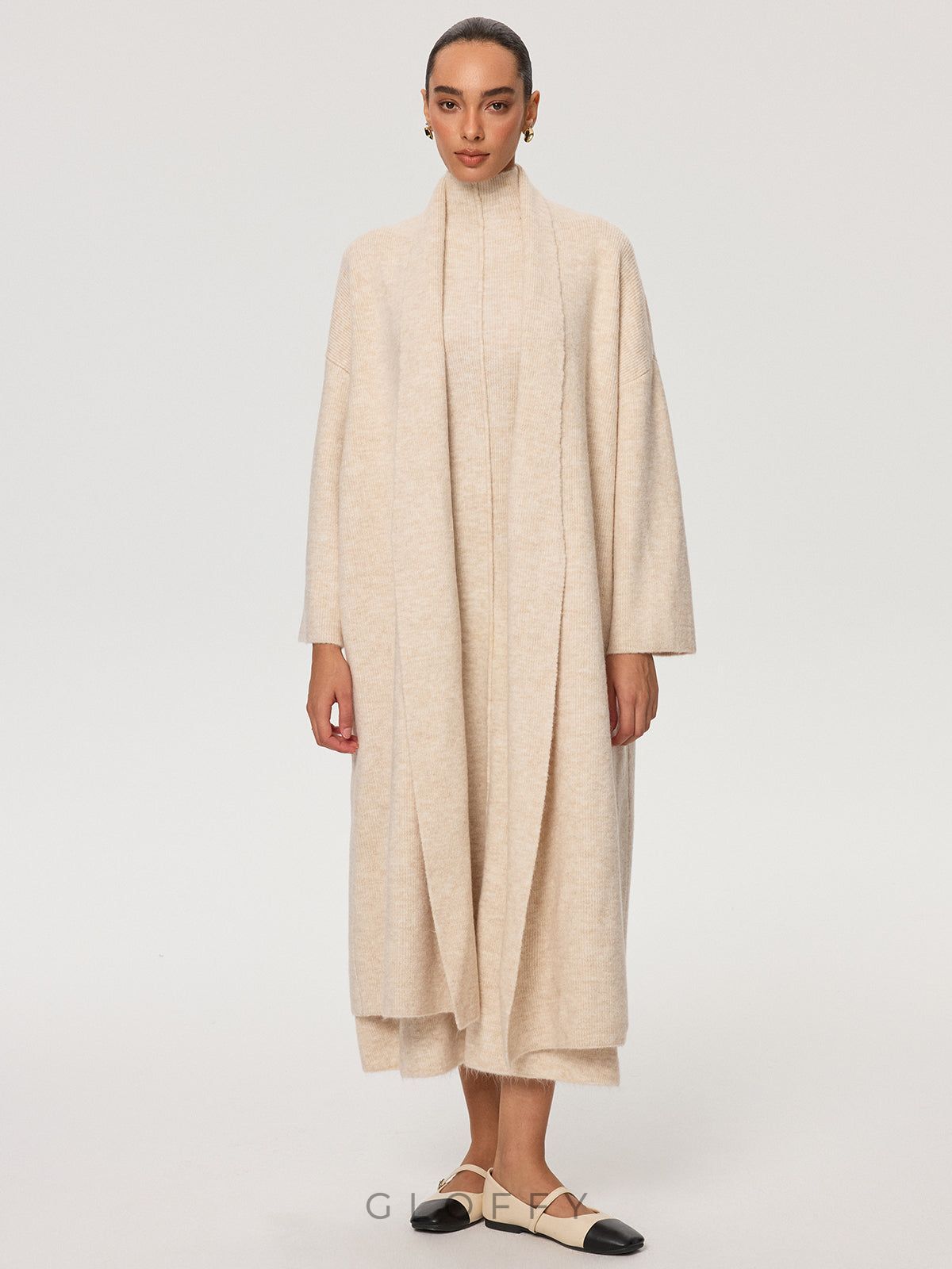 Örgü Yelek ve Balıkçı Yaka Yeleksiz Elbise İki Parçalı Takım