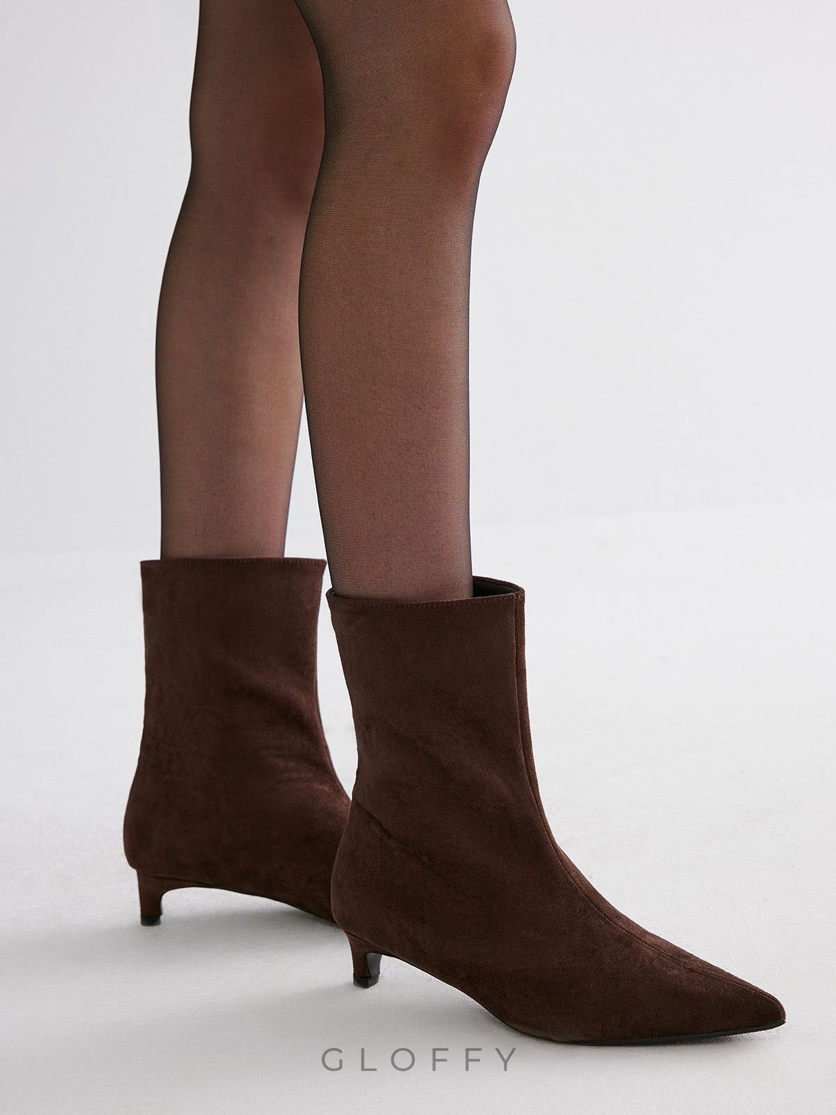 Süet Sivri Burun Kedi Topuk Bilekte Botlar