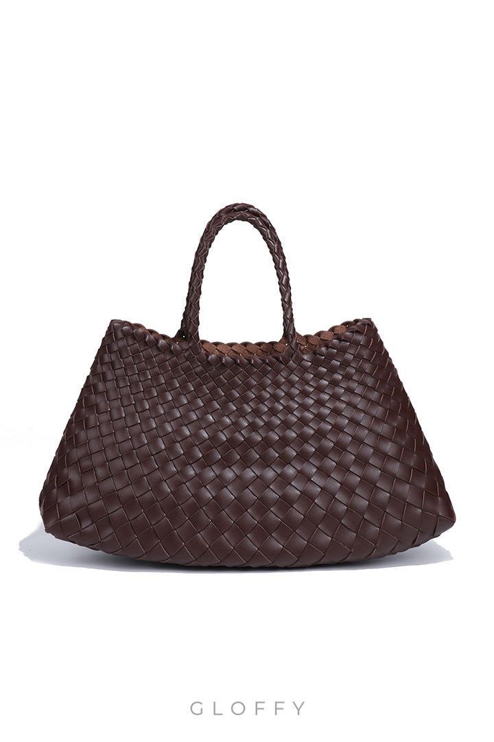 Aveline Örgü Detaylı Büyük Hakiki Deri Çanta