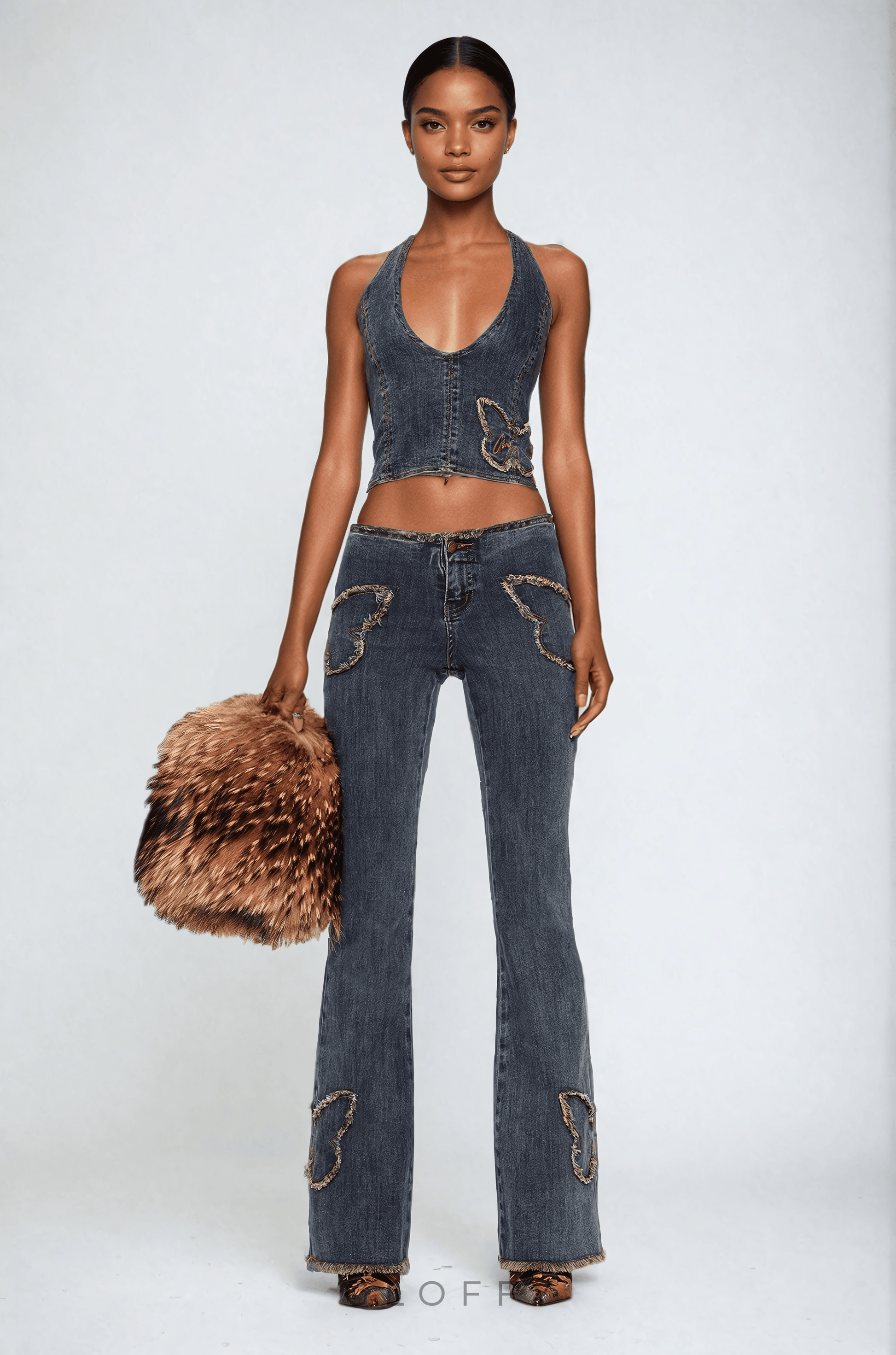 Belinda Kelebek Detaylı Denim Kot Pantolon