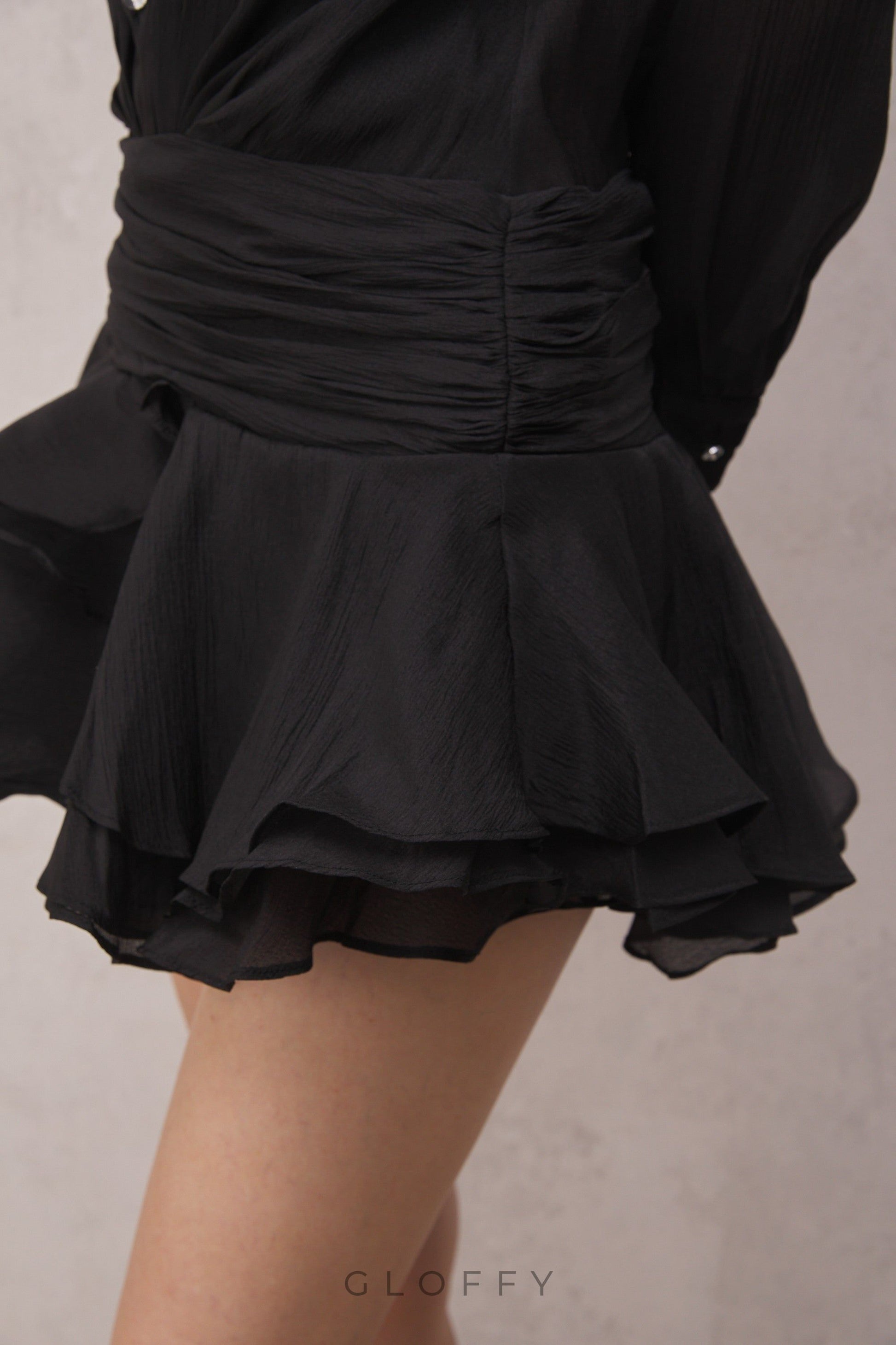 Brinley Pileli Volanlı Mini Elbise