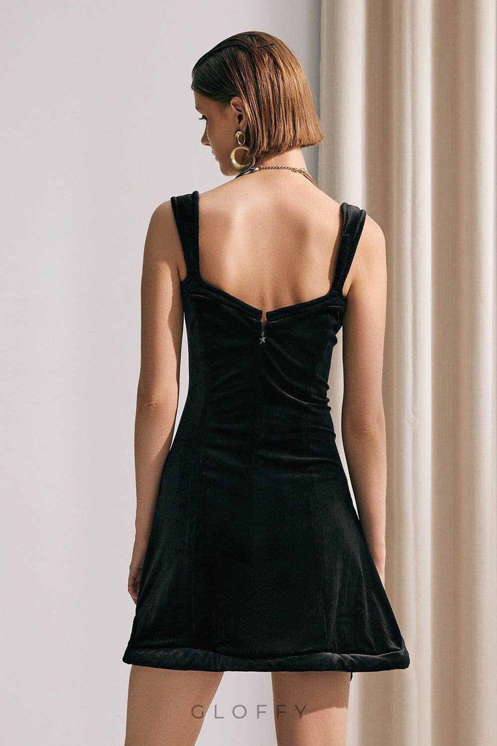 Camille Kalp Yaka Asimetrik Mini Elbise