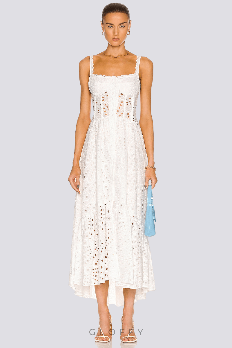 Cassandra Spaghetti Hollow Maxi Elbise