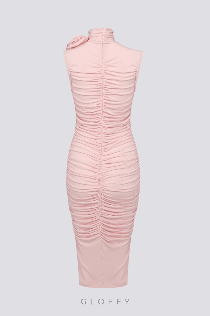 Cléophée Çiçekli Dantelli Midi Elbise