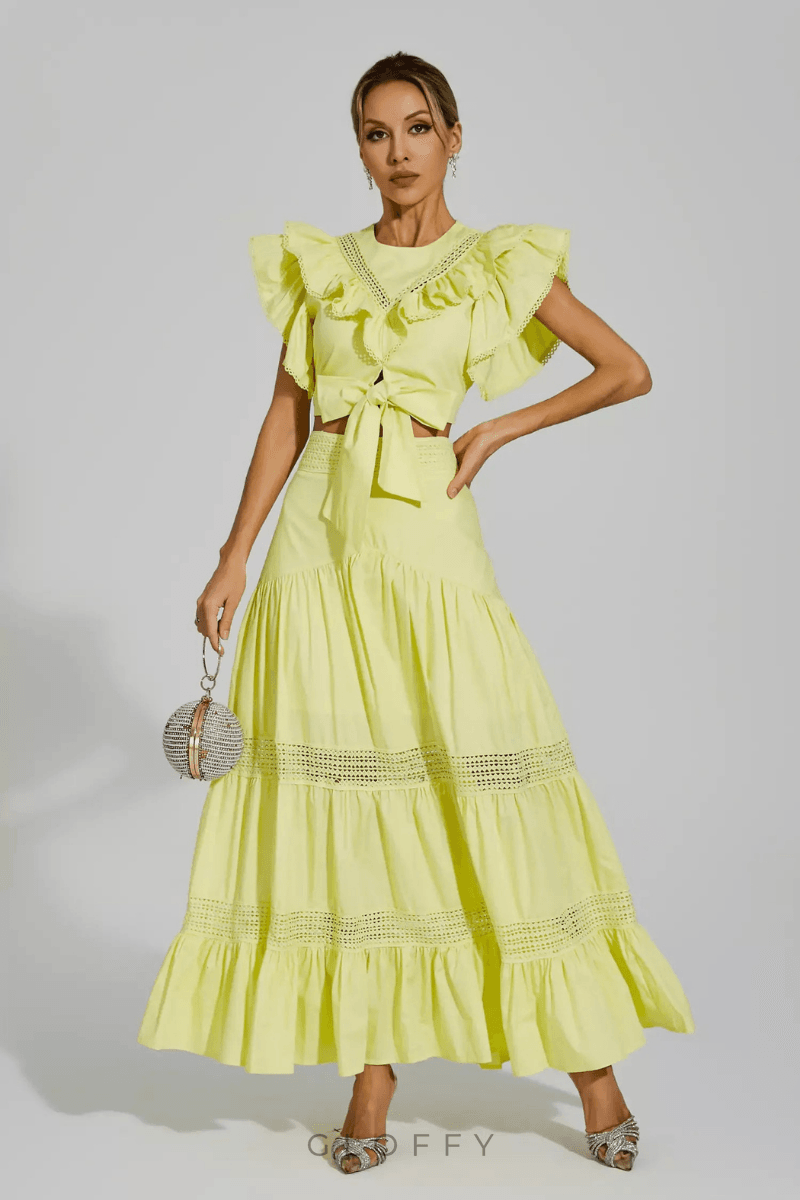 Coraline Yuvarlak Yaka Volanlı Etek Takımı