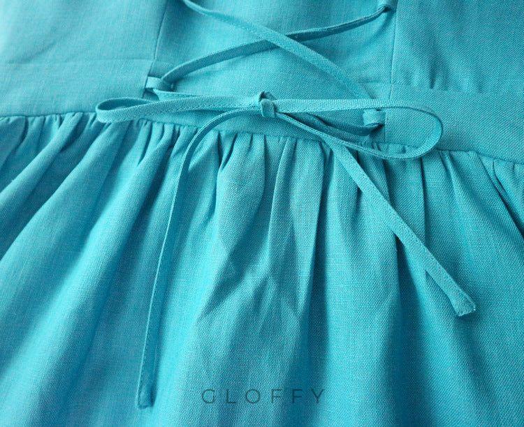 Marcelle Bağcıklı Sırt Detaylı Düğmeli Midi Elbise