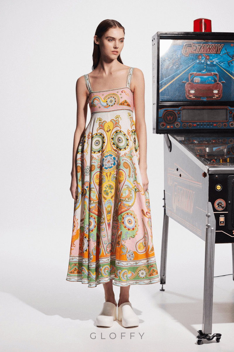 Estelle Spagetti Paisley Patchwork Maxi Elbise