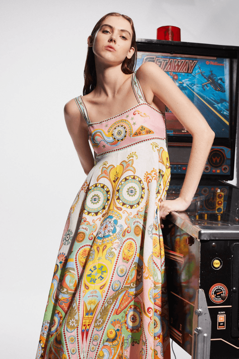 Estelle Spagetti Paisley Patchwork Maxi Elbise