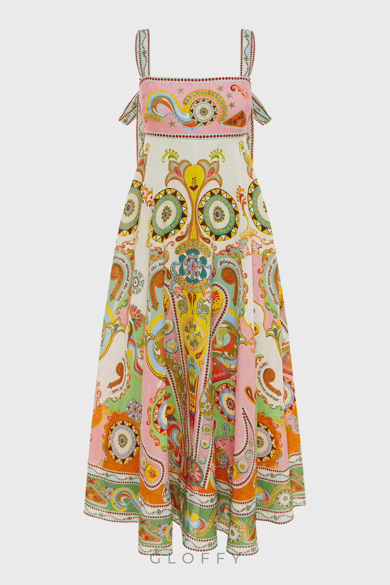 Estelle Spagetti Paisley Patchwork Maxi Elbise