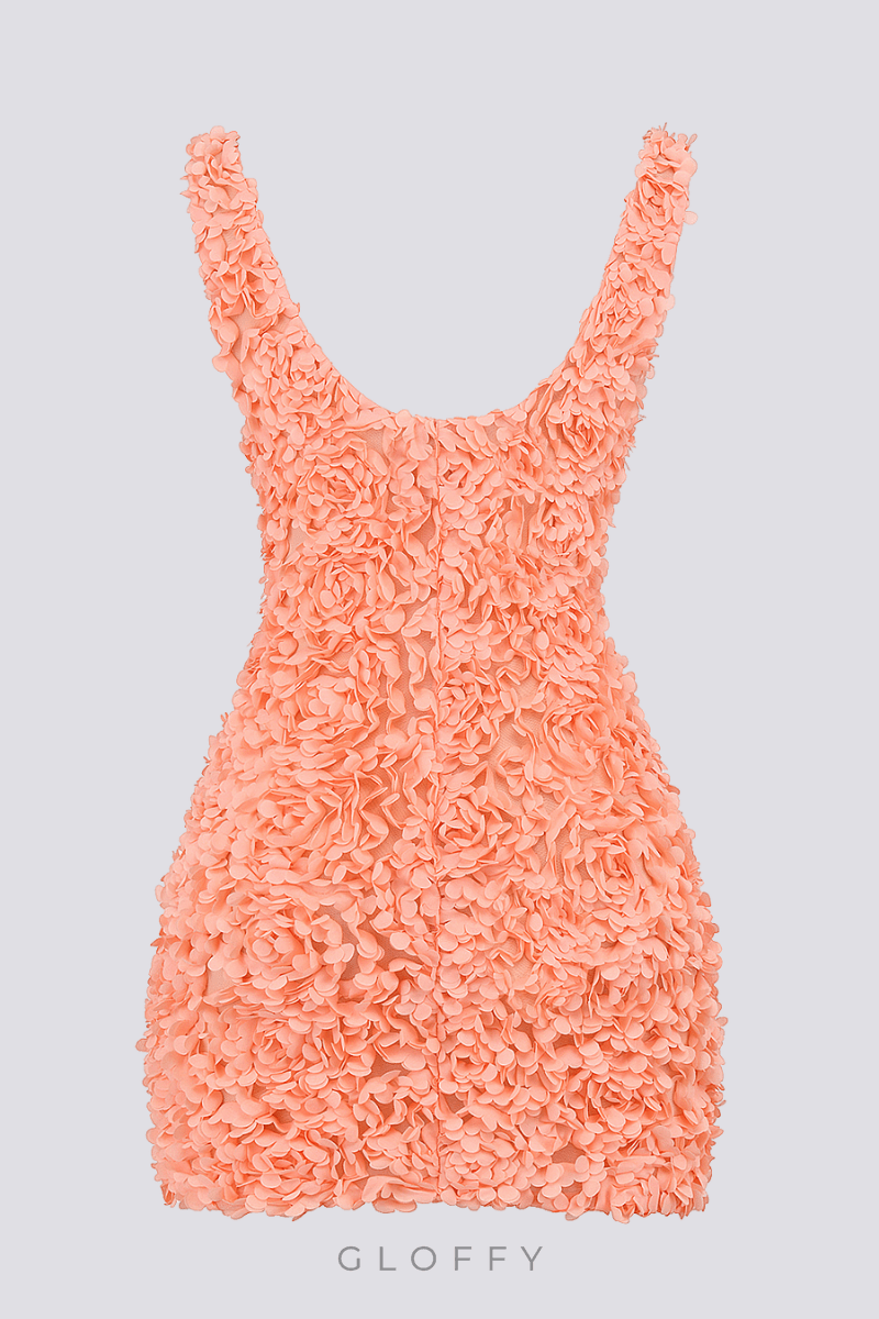 Gaëlle Çiçekli Dekolteli Mini Elbise