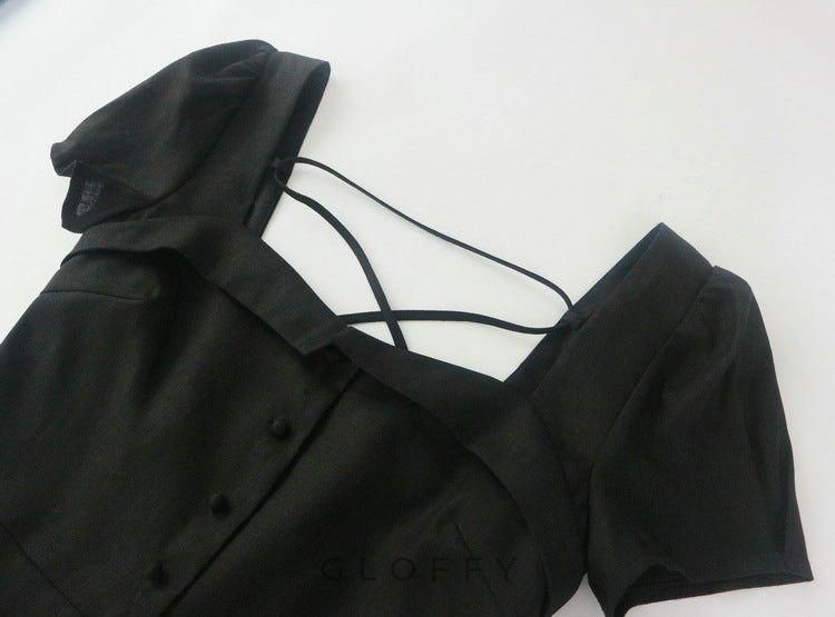 Marcelle Bağcıklı Sırt Detaylı Düğmeli Midi Elbise