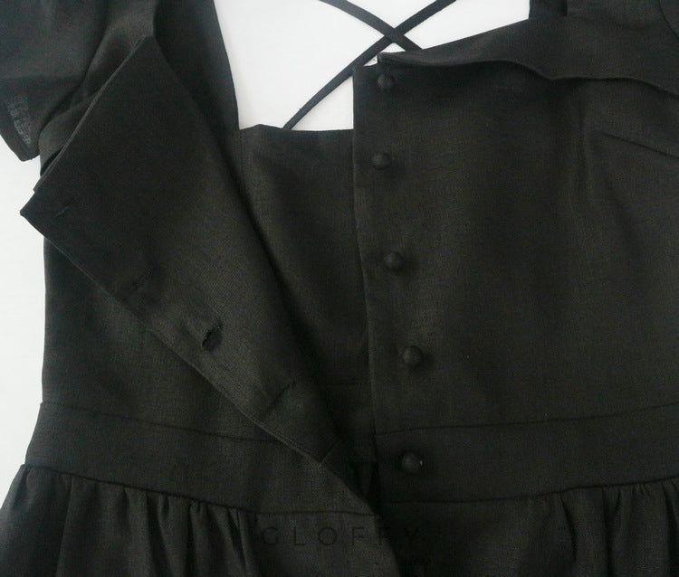 Marcelle Bağcıklı Sırt Detaylı Düğmeli Midi Elbise